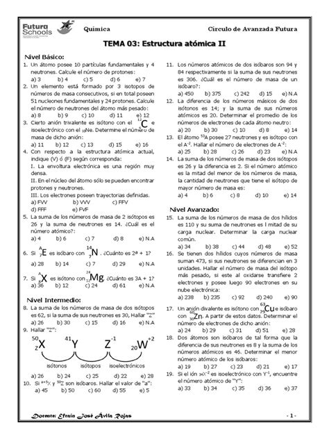 Práctica Círculo De Avanzada Química2 Pdf Isótopo Átomos