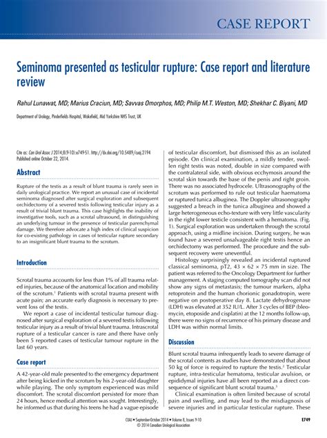 Pdf Seminoma Presented As Testicular Rupture Case Report And