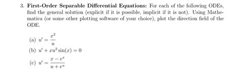 Solved First Order Separable Differential Equations For Chegg