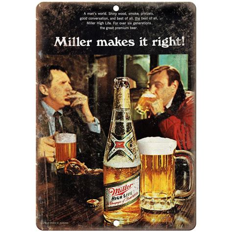 Miller High Life Beer Vintage Ad 10 X 7 Reproduction Metal Sign E355