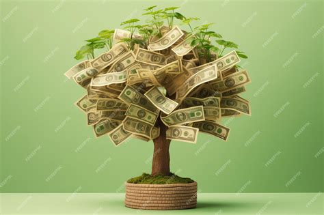 Beautiful Money Tree Of Dollars Instead Of Leaves Generative Ai Premium Ai Generated Image