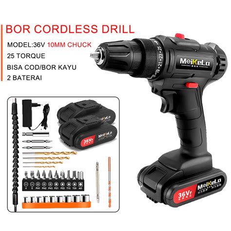 FLASH SALE Bor Baterai Bor Dampak Mesin Bor Cordless Bor Listrik