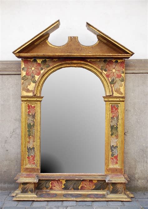 Proantic Miroir En Bois Peint Et Doré XIXème