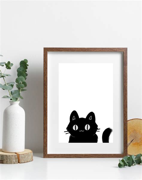 Black Cat Print Wall Art Art Print Cat Print Wall Decor Wall Art Cat Lover T Black Cat