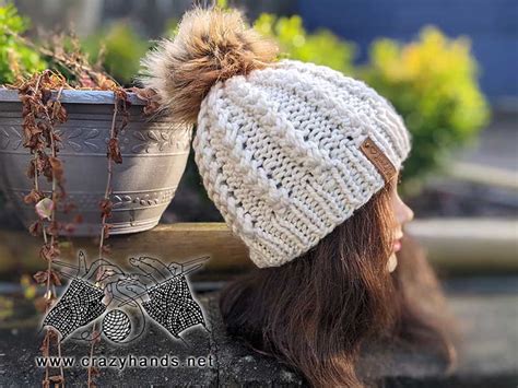 Spikelet Bulky Yarn Knit Hat Free Pattern Crazy Hands