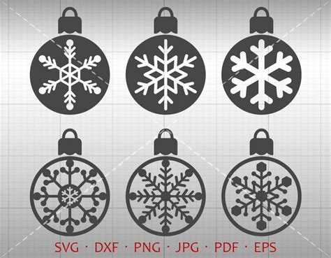 Snowflake Christmas Ornaments Svg Christmas Decoration Ball Svg Winter Clipart Dxf Vector