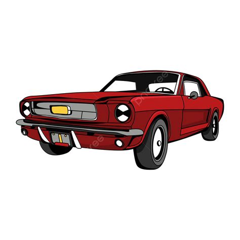 Red Classic Car Full Color With Transparant Background, Red Car ...