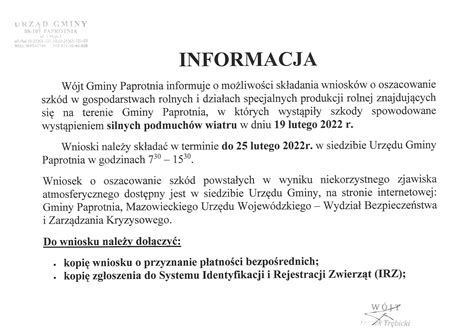 Informacja W Sprawie Szacowania Szk D W Gospodarstwach Rolnych I