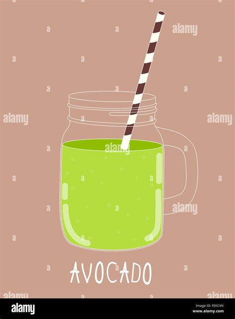 Fresh Avocado Smoothie Healthy Food Vector Illustration Stock Vector