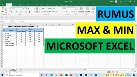 Cara Mencari Nilai Maksimum Dan Minimum Di Excel Rumus Max Dan Min