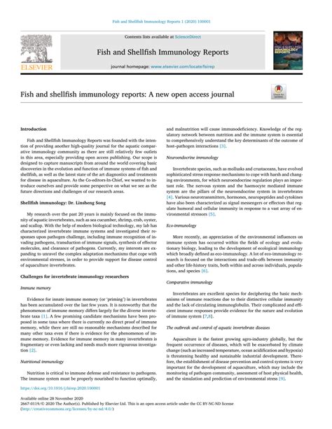 PDF Fish And Shellfish Immunology Reports A New Open Access Journal