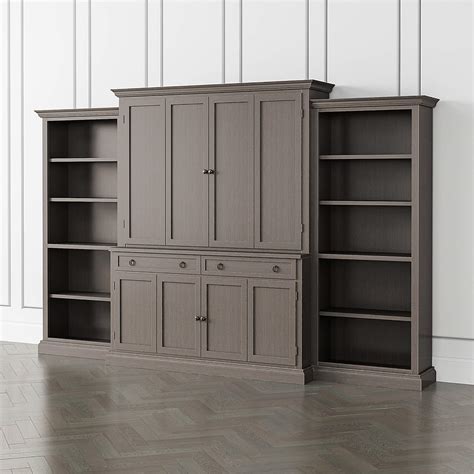 Cameo Grigio 4 Piece Entertainment Center With Open Bookcases Crate