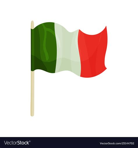 Italian Flag On Pole Waving Royalty Free Vector Image