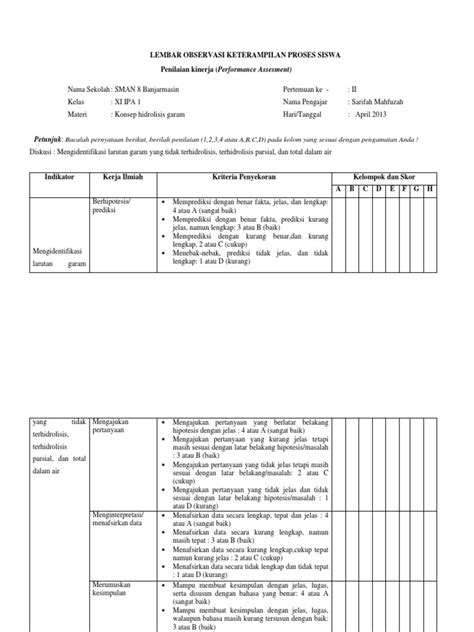 Rubrik Penilaian Reading Contoh Rubrik Penilaian Kinerja Modif 6 Porn Sex Picture