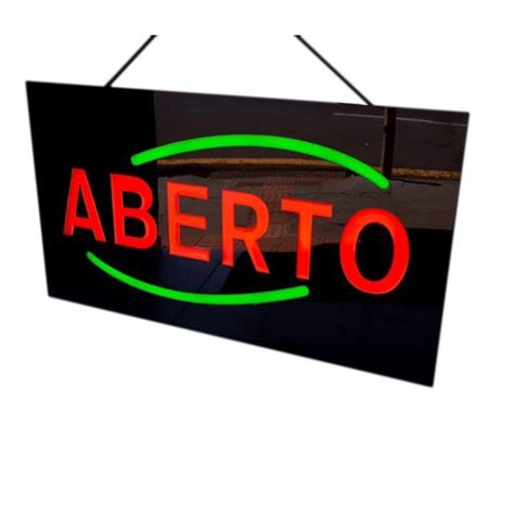 Placa Letreiro LED Escrito Aberto Em Acrilico Efeito Neon Bivolt No