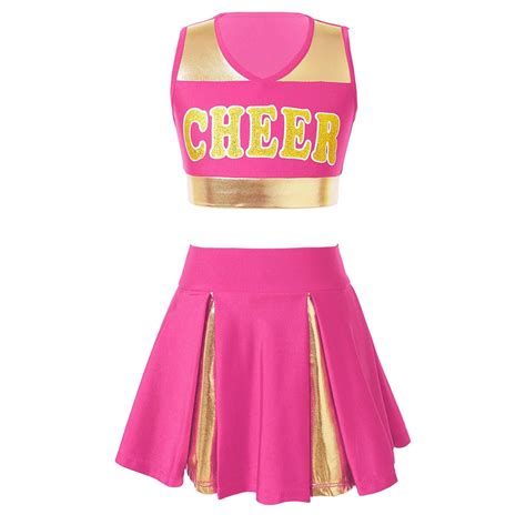 inhzoy Kids Girls Cheer Uniform Outfit School Cheerleading Camp Cosplay ...