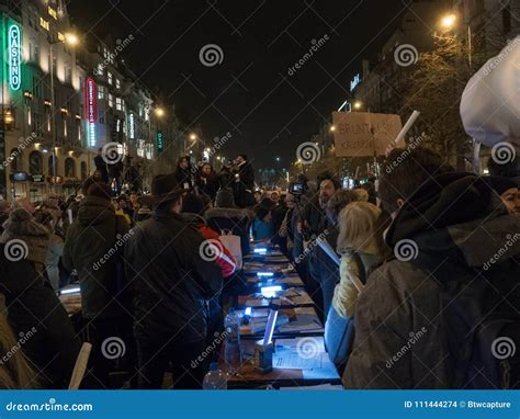 Protests On Wenceslas Square In Prague Editorial Stock Image Image Of