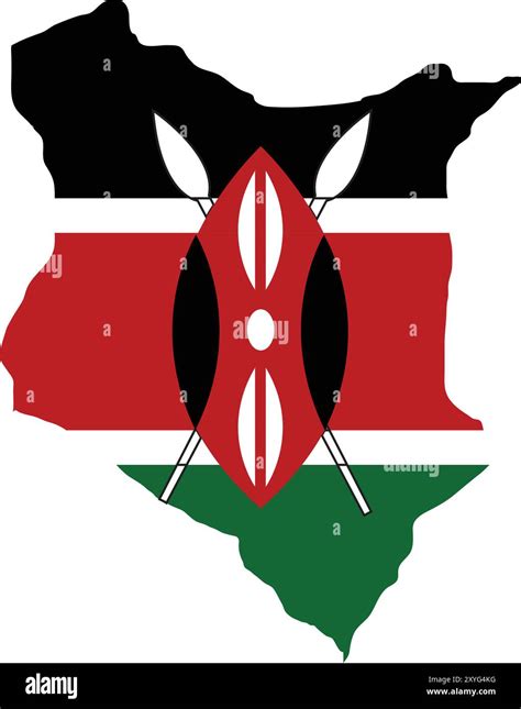 Kenya Flag In Map Kenya Map With Flag Country Map Kenya Map With