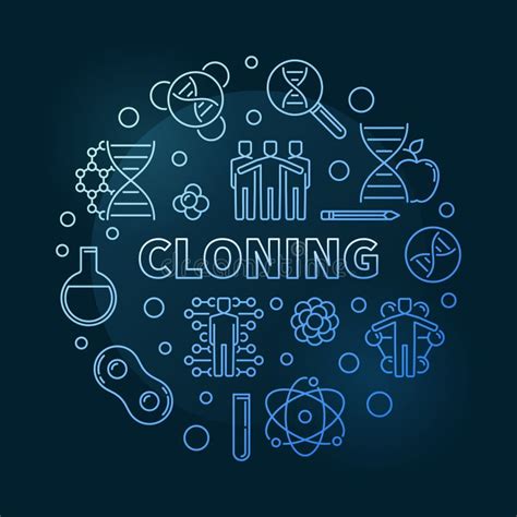 Cloning Vector Linear Illustration On Dark Background Stock Vector