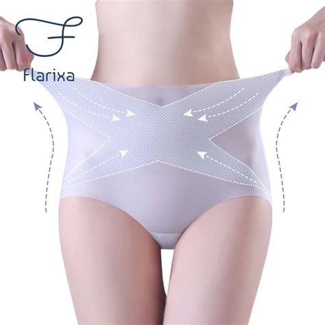 Flarixa New Ultra Thin High Waist Underwear Ice Silk Cross Tummy