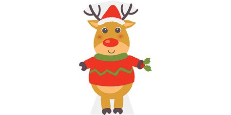 Christmas Cutout (Reindeer 3) Cardboard Cutout 109cm, Mini Cutout 32cm ...