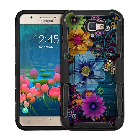 Samsung Galaxy On5 2016 Armor Hybrid Case Bright Floral Neon On