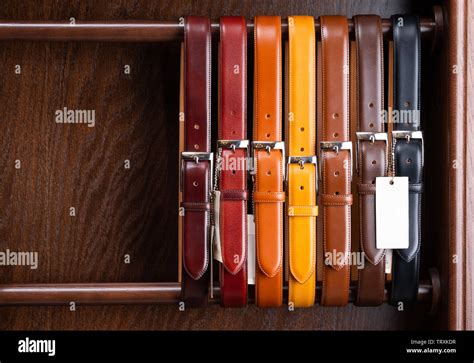 Different Colored Leather Belts Stock Photo Alamy