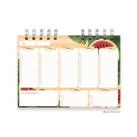 Planner Semanal De Mesa Elo7 Produtos Especiais