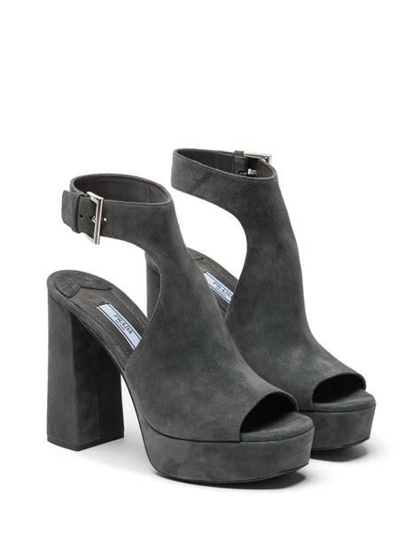 Prada Suede Platform Sandals In Gray Lyst