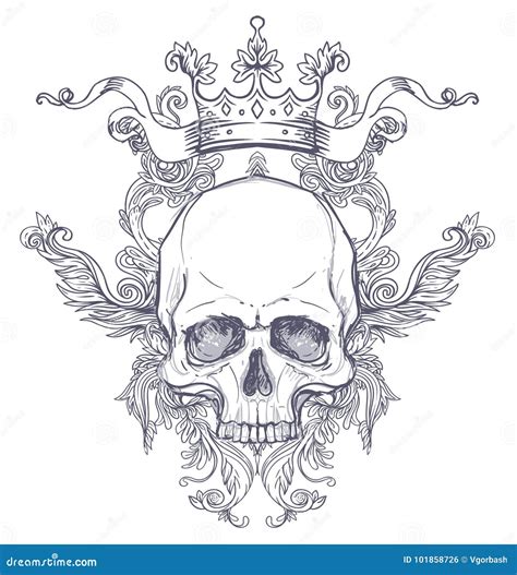 Gothic Coat Of Arms With Skull Vintage Label Retro Vector Design