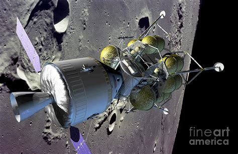 Manned Spacecraft In Lunar Orbit Photograph by NASA / Science Source