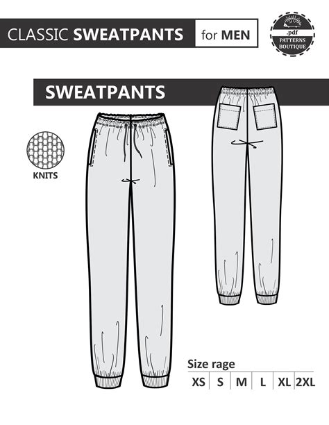 SWEATPANTS PDF Sewing Pattern For MEN Sweatpants For Men Etsy