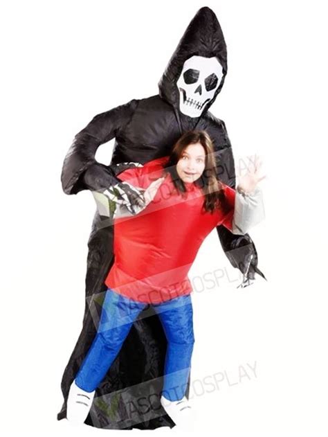 Grim Reaper Skull Skeleton Ghost Inflatable Halloween Costumes For Adults