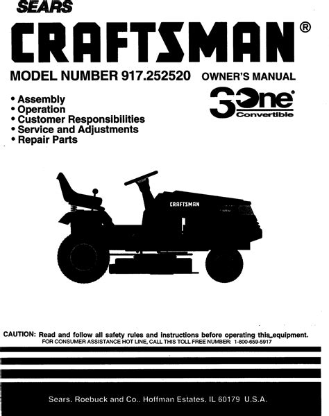 Craftsman 917252520 User Manual LAWN TRACTORS Manuals And Guides 98070417