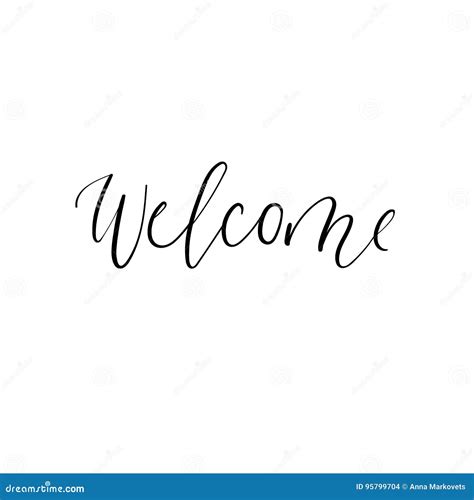 Welcome Modern Calligraphy Inscription Handwritten Isolated Text Hand