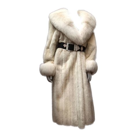 Christian Dior Fourrure Fox Trimmed White Mink Fur Coat At 1stdibs