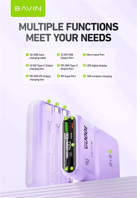 Buy Bavin Bavin Pc Mah W Fast Charging Portable Size