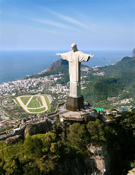 Aerial View of Corcovado Mountain and Christ the Redemeer in Rio ...