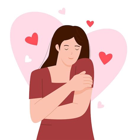 Premium Vector Vector Illustration Of Woman Hugging Herself