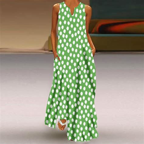 Dadaria Summer Dress Women Green Sleeveless Sundress Long Fashion Loose Tank Dress Floral Casual