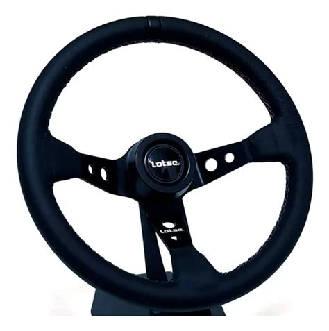 Volante Esportivo Lotse Gti Haste Black Couro Natural Preto Escorrega