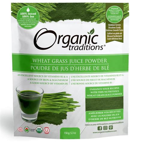 Organic Traditions Organic Wheat Grass Juice Powder 100 Raw Juice Fr