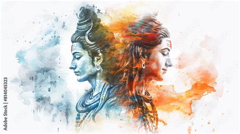 Beautiful digital painting of lord Shiva and Parvati in a heavenly ...