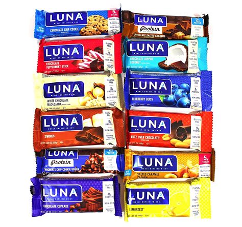 Luna Bar assortment 12 BARS mix of delicious flavors, to enjoy. 1.69OZ ...