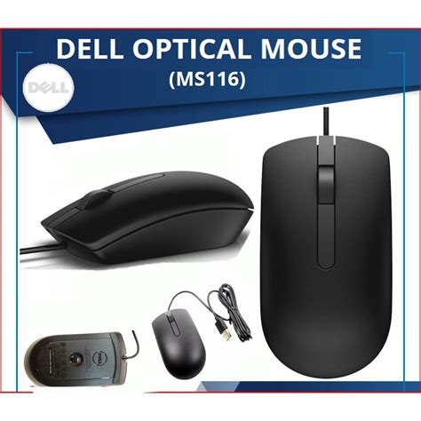 Dell Mouse Ms116 Ms 116 Usb Optical Wired Mouse With 1000dpi Sensitivity Black Mouse Shopee