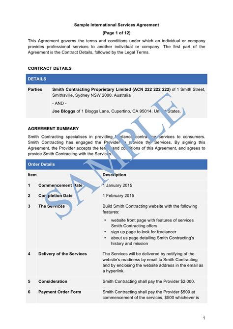 International Services Agreement Free Template Sample Lawpath