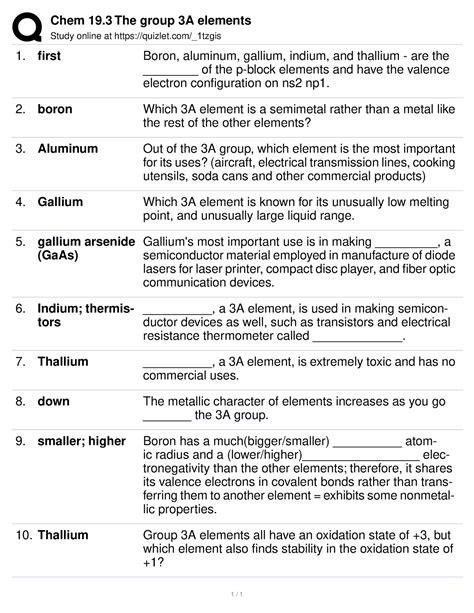 Group 3A elements - Chem 19 The group 3A elements Study online at ...