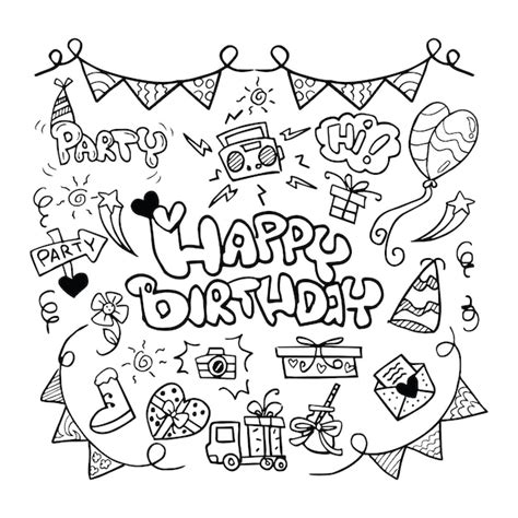 Premium Vector Hand Drawn Happy Birthday Doodles