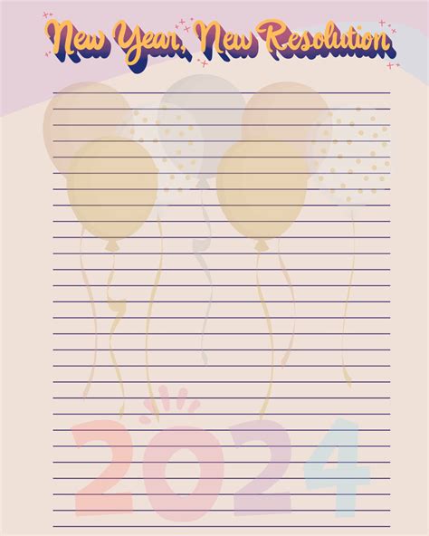 Customize Your Minimalist 2024 New Years Resolution Printable Digital