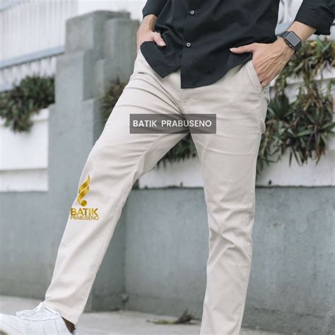 Jual Cream Celana Panjang Chino Chinos Pria Cowok Cowo Laki Laki